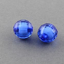 Perles en acrylique transparente, Perle en bourrelet, facette, ronde, bleu moyen, 12mm, Trou: 2mm, environ 580 pcs/500 g