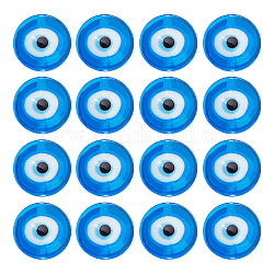 Nbeads handgemachte böse Blick Bunte Malerei Perlen Stränge, Flachrund, Blau, 16~17x8~9 mm, Bohrung: 1.8 mm, ca. 24 Stk. / Strang, 12.60'' (32 cm), 1strand / box