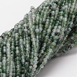 Chapelets de perles en agate mousse naturelle, ronde, 2mm, Trou: 0.5mm, Environ 190 pcs/chapelet