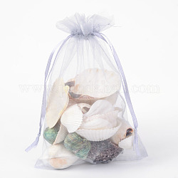 Sacs-cadeaux en organza avec cordon de serrage, pochettes à bijoux, fête de mariage cadeaux de noël sacs-cadeaux, gris clair, 18x13 cm