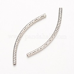 Gebogenen Messingrohr Perlen, Echt platiniert, 34x2 mm, Bohrung: 1 mm