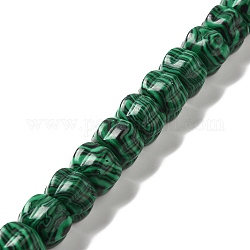 Chapelets de perles en malachite synthétique, citrouille, 10x14x12.5mm, Trou: 1mm, Environ 20 pcs/chapelet, 7.72''~7.76'' (19.6~19.7 cm)