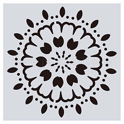 Blumenmuster umweltfreundliche Haustier-Kunststoff-Hohlmalerei-Silhouetten-Schablone, DIY Zeichnung Vorlage Graffiti Schablonen, Viereck, weiß, 15x15 cm