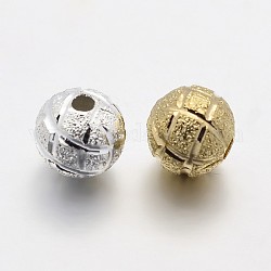 Perles rondes en laiton, couleur mixte, 6mm, Trou: 1.2mm