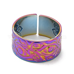 Ion Plating(IP) 304 Stainless Steel Eye Open Cuff Ring for Women, Rainbow Color, US Size 7 1/4(17.5mm)