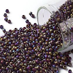 Cuentas de semillas redondas toho, Abalorios de la semilla japonés, (406f) sangre de buey opaco-mate-arcoíris, 11/0, 2.2mm, agujero: 0.8 mm, aproximamente 1110 unidades / 10 g