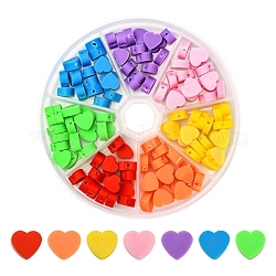 140pcs 7 couleurs perles d'argile polymère faites à la main, cœur, couleur mixte, 8~9x9~10x3~5mm, Trou: 1.2mm, 7 couleurs, 20 pcs / couleur