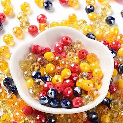 Perles en verre, facette, rondelle, or, 6x5mm, Trou: 1mm, environ 2360 pcs/500 g
