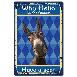 CREATCABIN Hello Sweet Cheeks Sign Vintage Donkey Tin Signs Funny Metal Tin Sign Wall Art Garden House Plaque for Bathroom Kitchen Cafe Wall Halloween Christmas Decor Blue 8 x 12 Inch