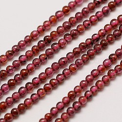 Natürlichen Edelstein Granat runde Perlen Stränge, 3 mm, Bohrung: 0.8 mm, ca. 126 Stk. / Strang, 16 Zoll