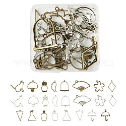 Yilisi Rack Plating Alloy Open Back Bezel Pendants, For DIY UV Resin, Epoxy Resin, Pressed Flower Jewelry, Mixed Shapes, Mixed Color, 82x82x27mm, 24pcs/box