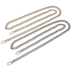 Cadenas de la correa del bolso, Cadenas de eslabones de hierro, cierre giratorio de la langosta de la garra, platino y oro, 120x1 cm