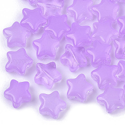 Perles de verre peintes par pulvérisation transparent, étoiles du nord, imitation gelée, violette, 8x8x4mm, Trou: 0.8~1mm