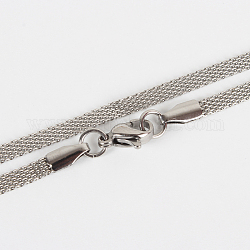 304 collar de cadena de malla de acero inoxidable, con cierre de langosta, color acero inoxidable, 17.7 pulgada (45 cm)