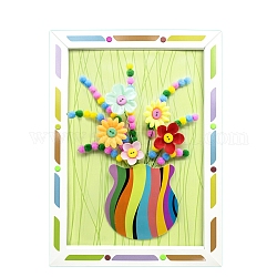 Kits creativos de arte de botones de resina con patrón de flores diy, con marco de papel, chincheta, Alambre de hierro, juguetes pegajosos de la pintura del arte educativo para los niños, colorido, 32.5x24x0.6 cm, agujero: 3 mm