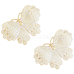 HOBBIESAY 2Pcs Butterfly Enamel Pins, Light Gold Alloy Badges for Backpack Clothes, White, 34x50.5x12.5mm