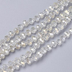 Chapelets de perles en verre électroplaqué, facette, rondelle, plein arc-en-plaqué, jaune verge d'or clair, 4~4.5x3mm, Trou: 0.7mm, environ 25.7 pouce (65.5 cm)