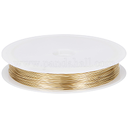 Beebeecraft Eco-Friendly Copper Wire, Round Copper Beading Wire for Jewelry Making, Long-Lasting Plated, Real 14K Gold Plated, 0.3mm, about 164.04 Feet(50m)/Roll