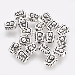 Tibetischer stil legierung perlen, Bleifrei und Nickel frei und Cadmiumfrei, Unregelmäßige Viereck, Antik Silber Farbe, 6x5x4 mm, Bohrung: 1 mm