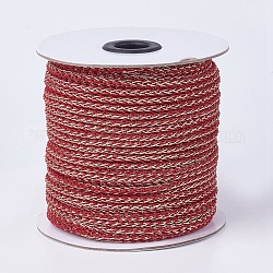 Полимерный и полиэфирный плетеный шнур, металлический корд, красные, 5x4 мм, Около 50 ярдов / рулон
