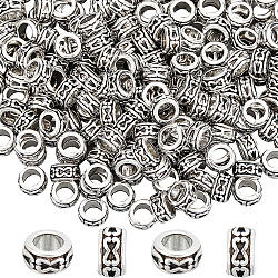 Sunnyclue 200 Stück Legierungsperlen im tibetischen Stil, Großloch perlen, Rondell, Antik Silber Farbe, 6x3.5 mm