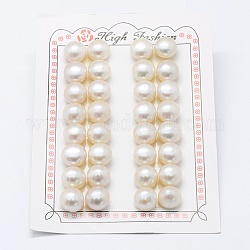 Natur kultivierten Süßwasser Perlen, Klasse 3 a, Hälfte gebohrt, Rondell, Blumenweiß, 11~12x8 mm, Bohrung: 0.8 mm, zu 32 Stk. / Karton