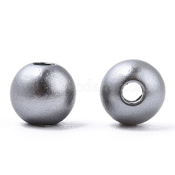 Perlas de imitación de plástico abs pintado con spray, redondo, plata, 6x5.5mm, agujero: 1.8 mm, aproximamente 4540 unidades / 500 g