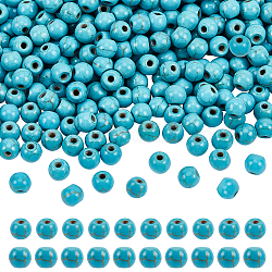 Nbeads 8 brins brins de perles synthétiques turquoises, teinte, ronde, dark cyan, 6mm, Trou: 0.8mm