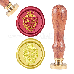 CRASPIRE Wax Seal Stamp The Lion King Animal Vintage Wax Sealing Stamps Retro 25mm Removable Brass Head Wooden Handle for Envelopes Invitations Wine Packages Greeting Cards Weeding
