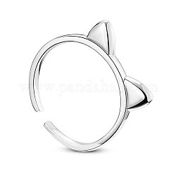 Shegrace adorabili anelli per polsini in argento sterling placcato rodio, anelli aperti, orecchie di gatto, platino, 925mm