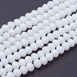 Imitation Jade Glass Bead Strands, Faceted, Rondelle, White, 6x4mm, Hole: 1mm, about 89pcs/strand, 15.6 inch
