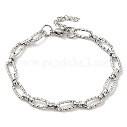 304 Stainless Steel Faceted Oval Link Chain Bracelet, Stainless Steel Color, 8-5/8 inch(21.8cm)