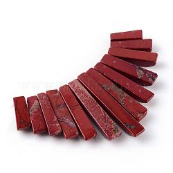 Rouge naturel pendentifs de jaspe ensembles, pendentifs éventails gradués, perles focales, rectangle, 11~30x4~5x4mm, Trou: 1mm, 13 pièces / kit