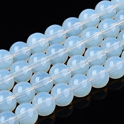 Chapelets de perles en verre transparente  , ronde, blanc crème, 8~8.5mm, Trou: 1.5mm, Environ 51~53 pcs/chapelet, 14.96 pouce ~ 15.55 pouces (38~39.7 cm)