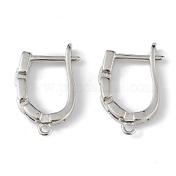 Brass Hollow Out Rectangle Hoop Earring Findings, Latch Back, Lead Free & Cadmium Free, Platinum, 18.5x12x3mm, Hole: 1.2mm, Pin: 1mm