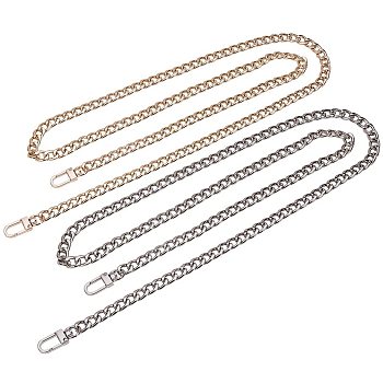 PandaHall 2 strands 47 Inches DIY Iron Flat Chain Strap Handbag Chains Accessories Purse Straps Shoulder Cross Body Replacement Straps with 2pcs Metal Buckles Platinum and Golden IFIN-PH0015-01A-M