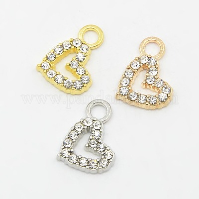 Wholesale Alloy Crystal Rhinestone Heart Charms for Valentine's day Jewelry  