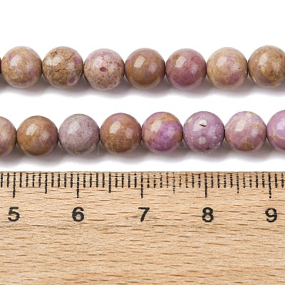 Натуральный лепидолит / пурпурный слюдяный камень бисер пряди G-K401-A01-6mm-1