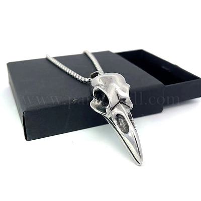 Готические мужские ожерелья с подвеской из нержавеющей стали в виде черепа ворона в стиле скандинавского викинга FQ2781-1