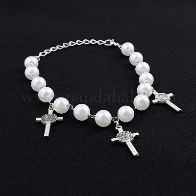 Старинные браслеты из нержавеющей стали с подвесками в виде креста святого Бенедикта DX1356-1