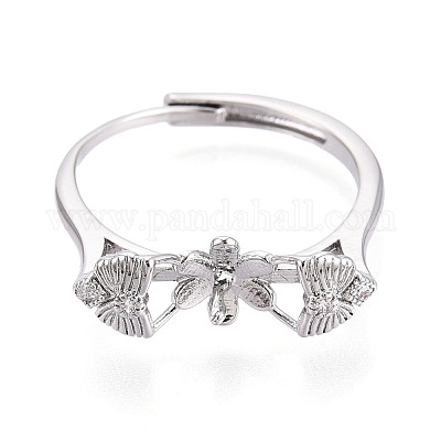 Цветок и бант из латуни с микропаве из прозрачных кубических цирконий KK-T076-78P-1