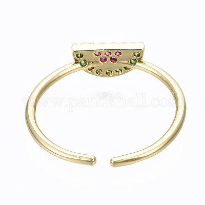 Латунные микро проложить манжеты кольца кубического циркония RJEW-S045-061-NR-1