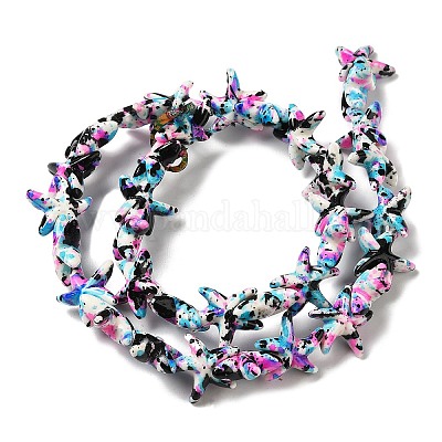 Нити из синтетических бирюзовых бусин G-P507-04F-1