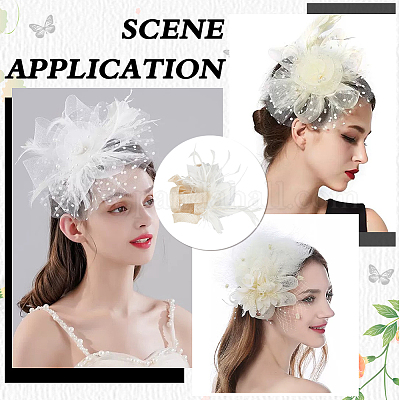 Женские заколки для волос из кожи аллигатора с перьями OHAR-WH0034-13B-1