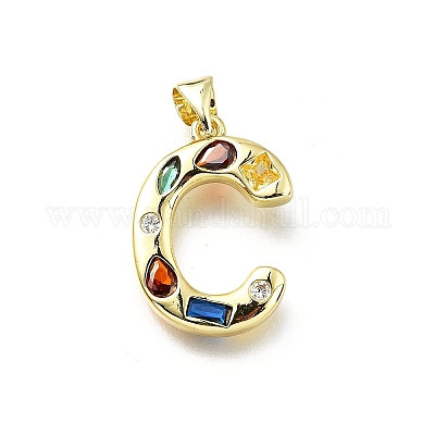 Латунные микропаве прозрачные подвески с фианитом KK-G521-01G-C-01-1