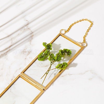Латунная стеклянная подвесная фоторамка HJEW-SZ0001-01G-1