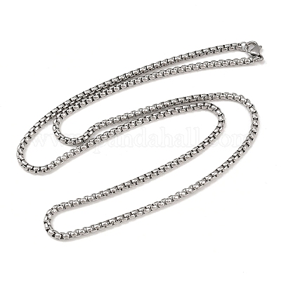 Устойчивые к потускнению модные мужские ожерелья из нержавеющей стали 201 с цепочкой-коробкой NJEW-L043A-46P-1