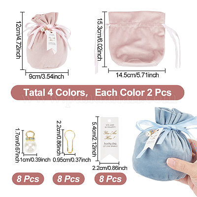 8 комплект из 4-х цветных бархатных мешочков с завязками TP-BC0001-07-1