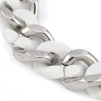 304 нержавеющая сталь керамика кубинские звенья цепи браслеты для мужчин BJEW-B102-02P-01-1