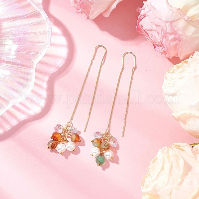 3 пара ниток для ушей с жемчугом EJEW-JE06499-1